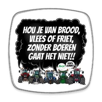 Boerenprotest_tshirt_NL - Viereckiger Kühlschrankmagnet - Weiß - Vorne