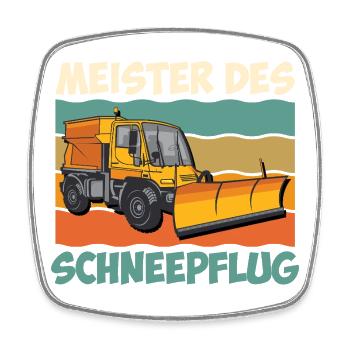 Winter service MASTER OF THE SNOW PLOUGH Fun - Square fridge magnet - white - Front