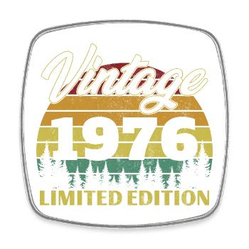1976 Vintage Retro Birthday Gift - Square fridge magnet - white - Front