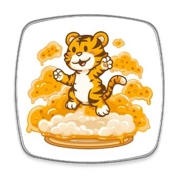 Tiger on a cloud of cheese - Square fridge magnet - white - Front