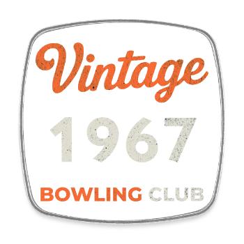 Vintage 1967 – Bowling Club Retro Geburtsjahr - Viereckiger Kühlschrankmagnet - Weiß - Vorne
