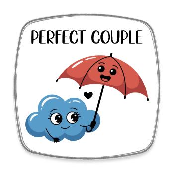 Cute Cloud And Umbrella Friendship Illustration - Viereckiger Kühlschrankmagnet - Weiß - Vorne