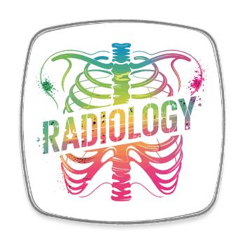Rainbow Radiology Ribs - Square fridge magnet - white - Front