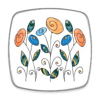 Blumen - Viereckiger Kühlschrankmagnet - Weiß - Vorne