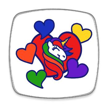 Regenbogenherz-Einhorn - Viereckiger Kühlschrankmagnet - Weiß - Vorne