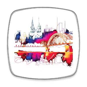 Köln Skyline Kölner Dom Deutschland Stadt Bunt - Viereckiger Kühlschrankmagnet - Weiß - Vorne