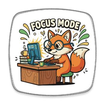 Fokusmodus Fuchs am Computer - Viereckiger Kühlschrankmagnet - Weiß - Vorne