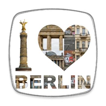 J'aime Berlin – Architecture urbaine - Magnet carré - blanc - Devant