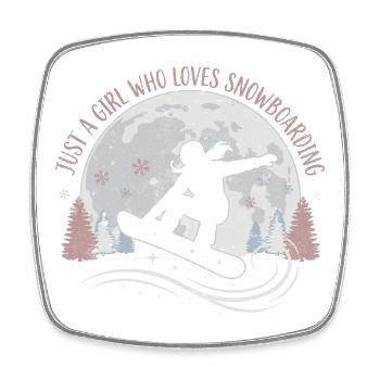Juste une fille qui aime le snowboard - Magnet carré - blanc - Devant