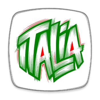 Italia Graffiti vert-rouge - Magnet carré - blanc - Devant