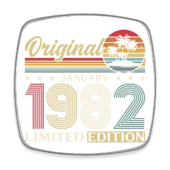 44th Birthday Original January 1982 - Square fridge magnet - white - Front