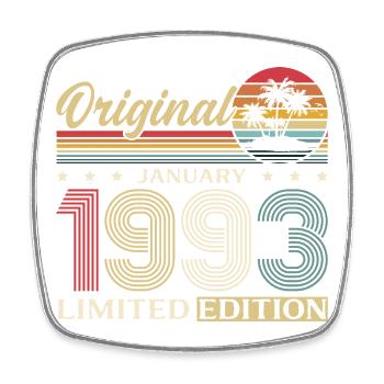 33. Geburtstag Original Januar Jahrgang 1993 - Viereckiger Kühlschrankmagnet - Weiß - Vorne