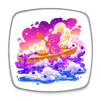 Colorful teddy boat in the sea of clouds - Square fridge magnet - white - Front
