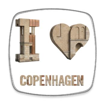 I Love Copenhagen – Modern Nordic Design - Viereckiger Kühlschrankmagnet - Weiß - Vorne