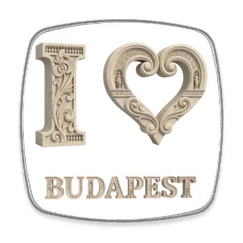I Love Budapest – Architectural City Design - Viereckiger Kühlschrankmagnet - Weiß - Vorne