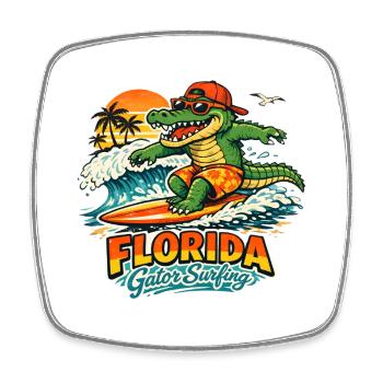 Surfender Alligator in Florida - Viereckiger Kühlschrankmagnet - Weiß - Vorne