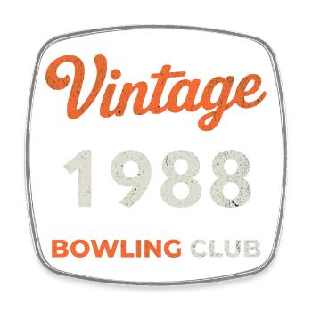Vintage 1988 – Bowling Club Retro Geburtsjahr - Viereckiger Kühlschrankmagnet - Weiß - Vorne