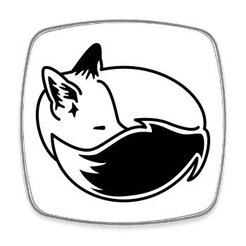 Fuchs eingekuschelt – Kawaii Fox Cartoon Design - Viereckiger Kühlschrankmagnet - Weiß - Vorne