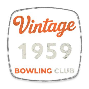 Vintage 1959 – Bowling Club Retro Geburtsjahr - Viereckiger Kühlschrankmagnet - Weiß - Vorne