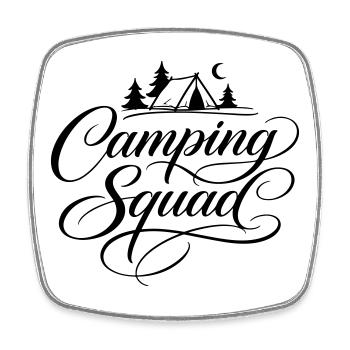 Camping Squad Zelt - Viereckiger Kühlschrankmagnet - Weiß - Vorne