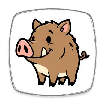 Süßes Wildschwein Comic Glücksbringer - Viereckiger Kühlschrankmagnet - Weiß - Vorne