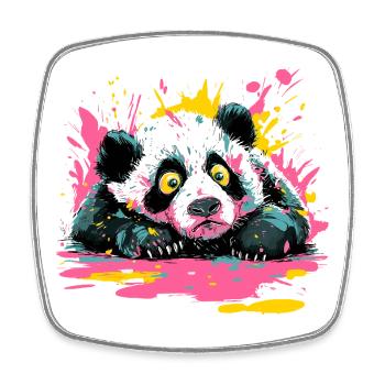 Panda Splash Pop-Art Farbspritzer - Viereckiger Kühlschrankmagnet - Weiß - Vorne