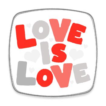 Love Is Love – Colorful Typo with Hearts - Square fridge magnet - white - Front