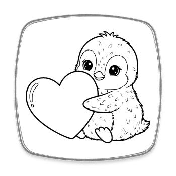 Pingouin au cœur – motif doux d’hiver plein d’amour - Magnet carré - blanc - Devant