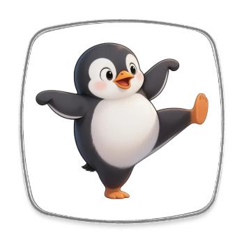 Cute Penguin Kung Fu Master Cartoon Great Dances - Square fridge magnet - white - Front