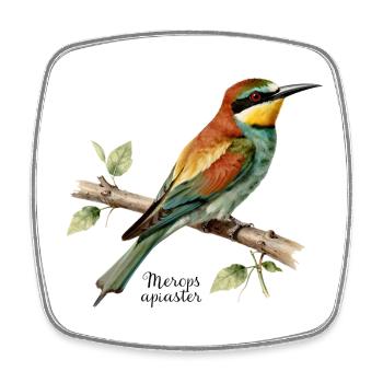 European bee-eater, illustration Merops apiaster - Square fridge magnet - white - Front