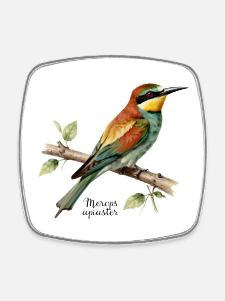 Guêpier d’Europe, illustration Merops apiaster - Magnet carré - blanc