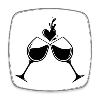 Wine Glasses Heart – Love & Enjoyment Design - Square fridge magnet - white - Front