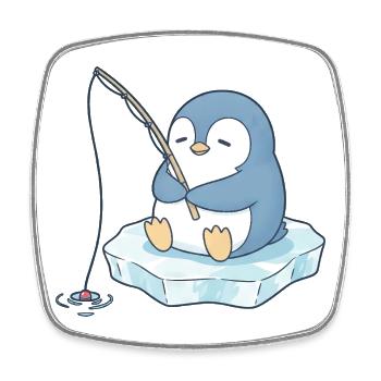 Süßer Pinguin Angler Cartoon Fischfang Fischen - Viereckiger Kühlschrankmagnet - Weiß - Vorne