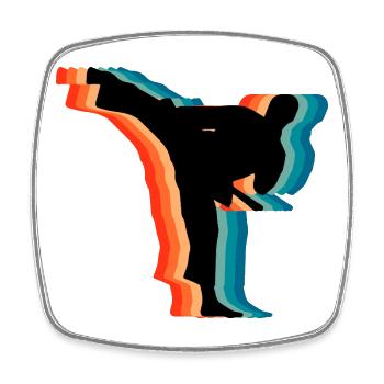 Retro Judo Karate Kampfsport-Silhouetten-Geschenk - Viereckiger Kühlschrankmagnet - Weiß - Vorne
