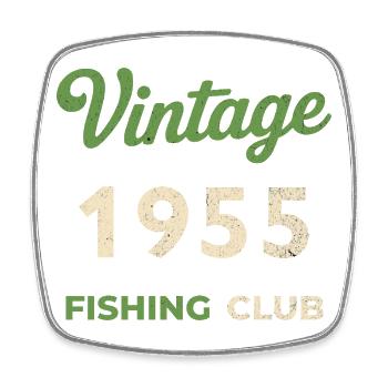 Vintage 1955 – Fishing Club Retro Birth Year - Square fridge magnet - white - Front