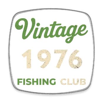 Vintage 1976 – Fishing Club Retro Birth Year - Square fridge magnet - white - Front