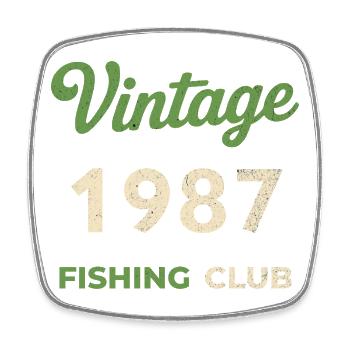 Vintage 1987 – Fishing Club Retro Birth Year - Square fridge magnet - white - Front