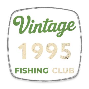 Vintage 1995 – Fishing Club Retro Birth Year - Square fridge magnet - white - Front