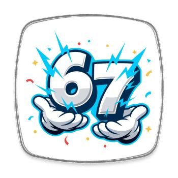 67 Six Seven Meme Lustig Geschenk Teenager - Viereckiger Kühlschrankmagnet - Weiß - Vorne