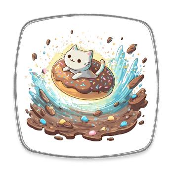 Kawaii Katzen Donut  - Viereckiger Kühlschrankmagnet - Weiß - Vorne