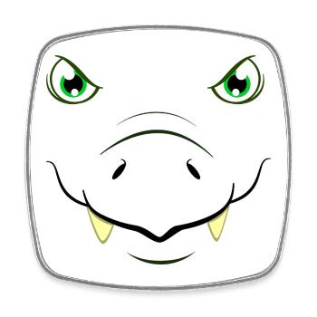 Costume DIY de dinosaure Tyrannosaurus Rex face T-Rex - Magnet carré - blanc - Devant