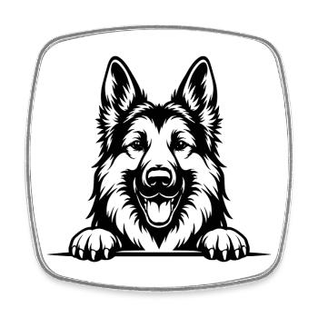 German Shepherd Portrait with Paws - Square fridge magnet - white - Front