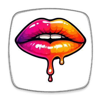 Dripping Neon Lips - Square fridge magnet - white - Front