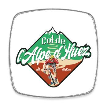 Col de l'Alpe d'Huez Cyclist - Square fridge magnet - white - Front