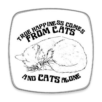 TRUE HAPPINESS COMES FROM CATS - Square fridge magnet - white - Front