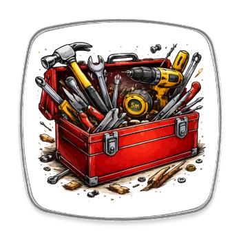 Toolbox of do-it-yourselfers - Square fridge magnet - white - Front