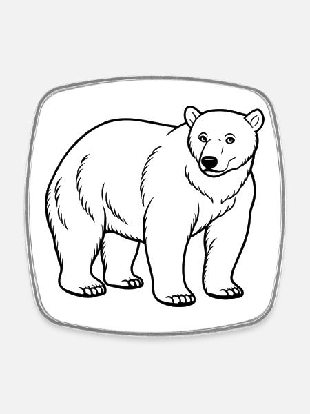 Eisbär - Viereckiger Kühlschrankmagnet - Weiß