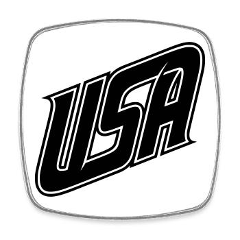 USA  Logo - Farbe variabel - Viereckiger Kühlschrankmagnet - Weiß - Vorne