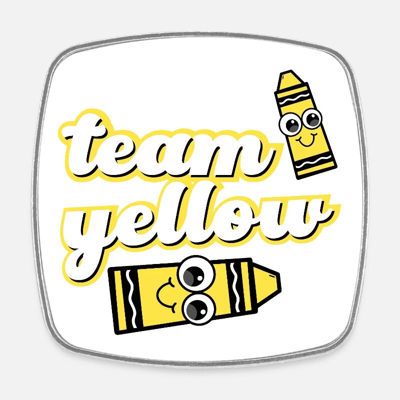 Team Yellow Crayons with Face - Square fridge magnet - white