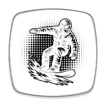 Puristisches Snowboard Thema - Viereckiger Kühlschrankmagnet - Weiß - Vorne
